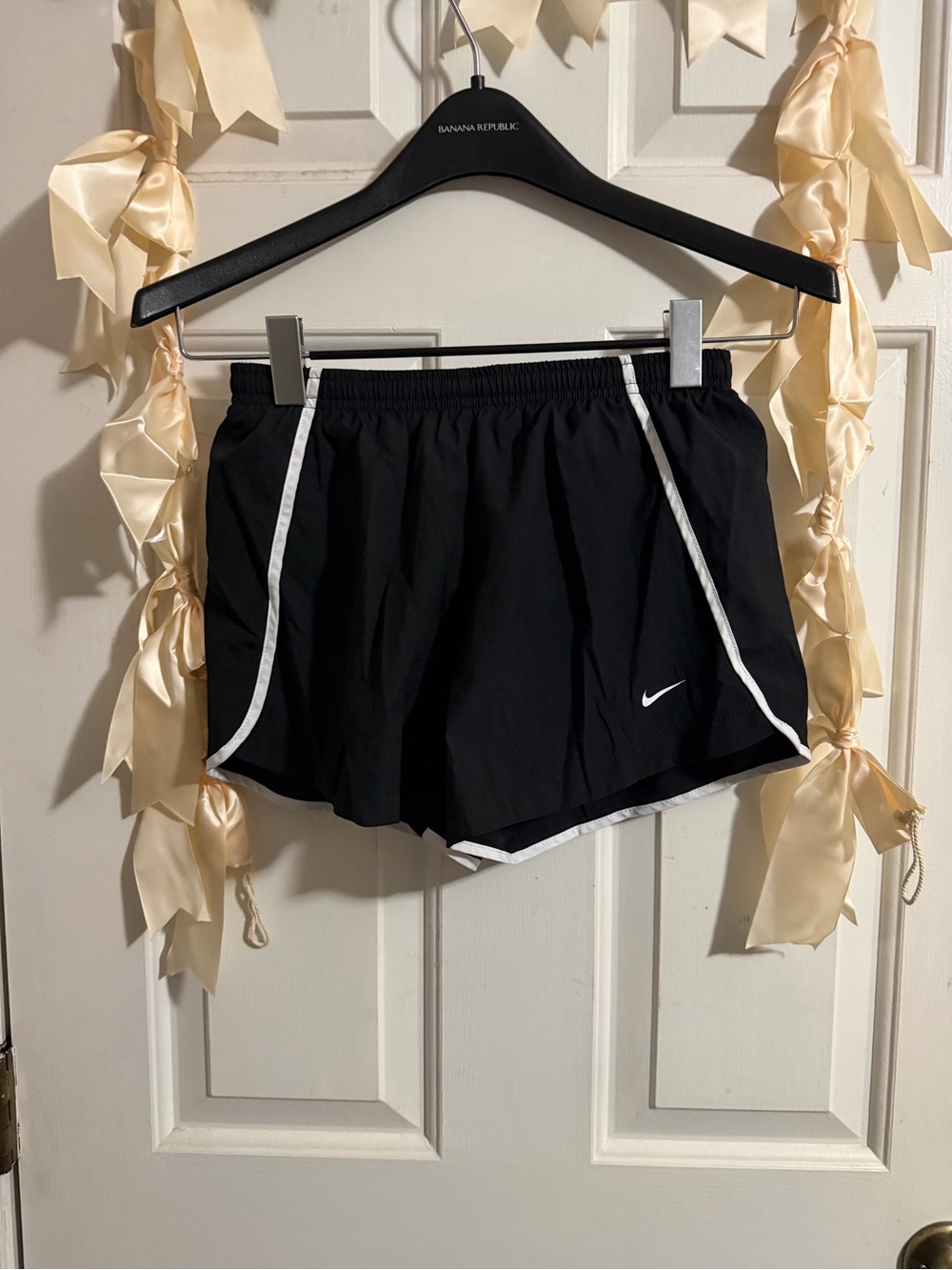 Nike Black Running Shorts with White Piping